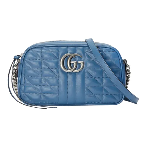 GUCCI GG Marmont Кожа Camera Сумка Сумка через плечо Женская Синяя