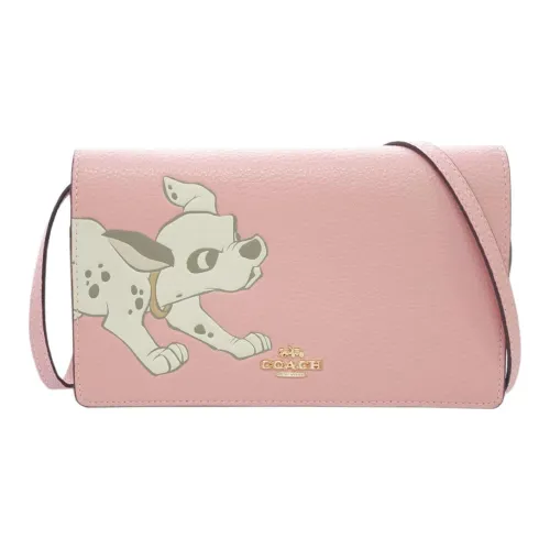 COACH Disney Collaboration Foldover Сумка через плечо из кожаной вишневой галечницы Маленькая Женская Вишневый цветок Розовый