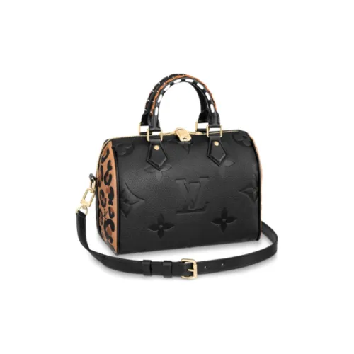 LOUIS VUITTON Speedy Коровья кожа Подушка Сумка Сумка через плечо Сумка через плечо Женская Черная