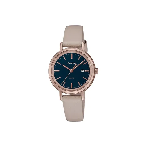 CASIO SHEEN Solar Collection Кварцевый механизм Естественная кожа Нейлоновый ремешок Часы Женские Синий циферблат SHS D300CGC 2A