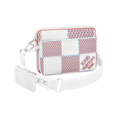 LOUIS VUITTON Trio Коровья кожа Курьерская сумка Сумка через плечо Мужская Розовая Белая