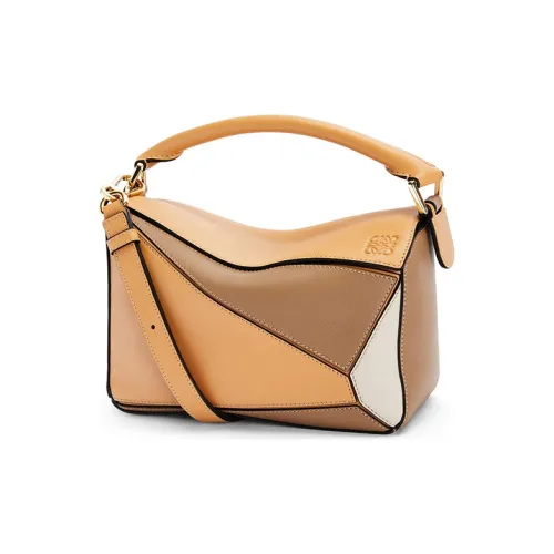 LOEWE Пазл Телячья кожа Пазл Сумка Сумки через плечо Сумка на плечо Маленькая Женская Теплый Песочный Коричневый