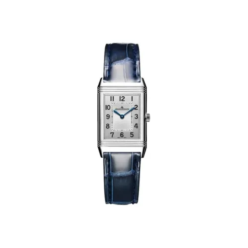 JAEGER LECOULTRE REVERSO Кварцевый механизм Женские часы 34,2*21 мм Серебристый циферблат Корпус из нержавеющей стали Ремешок из натуральной кожи