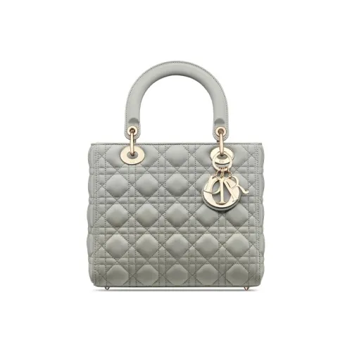 DIOR Lady Dior Овчина Плетеный узор Сумка через плечо Сумка на одно плечо Средний размер Женская Серый