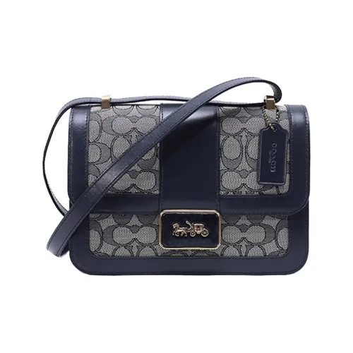 COACH Alie Холст с кожей Курьерская сумка Сумка через плечо Маленькая Женская Деним Морской синий