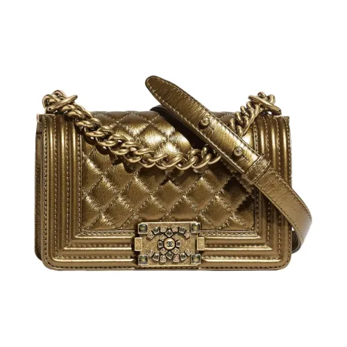 CHANEL Телячья кожа Сумка через плечо Женская Золотая