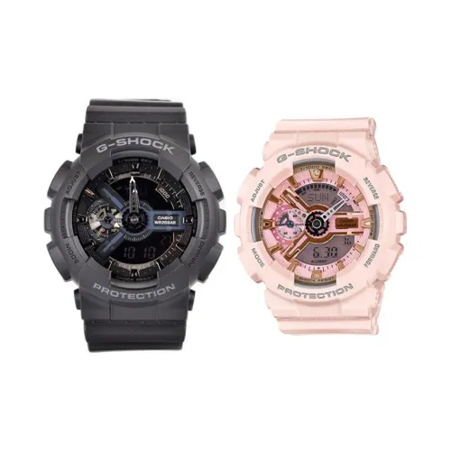 CASIO Парные часы Коллекция GA GMA Кварцевый механизм Смольный ремешок Часы Унисекс Черный циферблат GA 110 1BDR+GMA S110MP 4A1