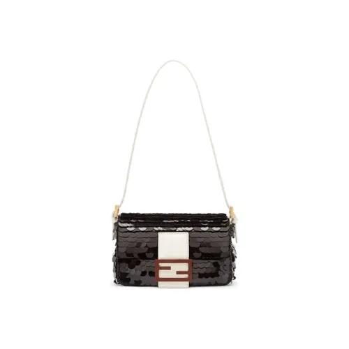 FENDI Baguette Satin Bling Shoulder Bag Mini Women's Black FENDI Baguette Сатин Блестки Сумка через плечо Мини Женская Черная