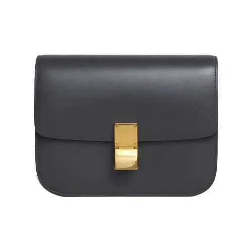 CELINE Классический Bo Полированный Коровья кожа Тофу Cube Сумка Сумки через плечо Сумка на плечо Женская Candy Color Дымчатый черный