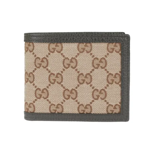 GUCCI Canvas с кожаными вставками кошелек мужской цвет эбеновое дерево коричневый