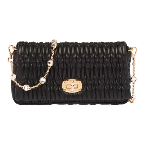 MIU MIU Crystal Sheepskin Crossbody Bag Shoulder Bag Women's Black MIU MIU Кристальная овчина сумка через плечо плечевая сумка женская черная
