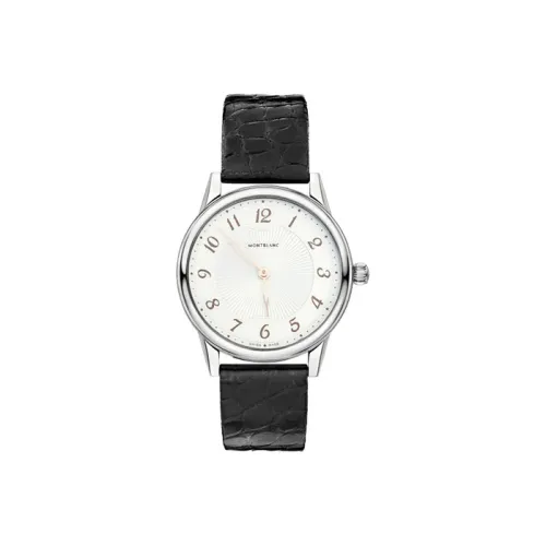 MONTBLANC Кварцевый механизм Женские часы 34 мм Белый циферблат Корпус из нержавеющей стали Ремешок из натуральной кожи