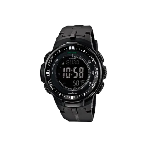 CASIO PRO TREK Collection Циферблат с цифровым дисплеем Кварцевый механизм Смольный ремешок Часы Мужские Черный циферблат