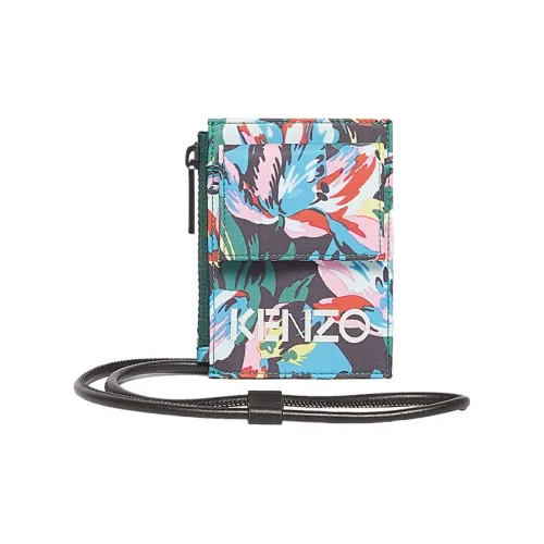 KENZO Полиэстер Держатель для карт Мужской Черный с цветочным узором