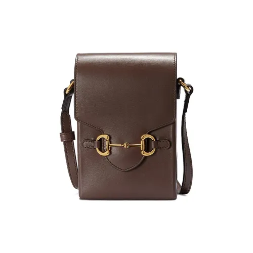GUCCI Horsebit 1955 Кожа Чехол для телефона Cigarette Case Сумка Сумки через плечо Сумка через плечо Унисекс Коричневый