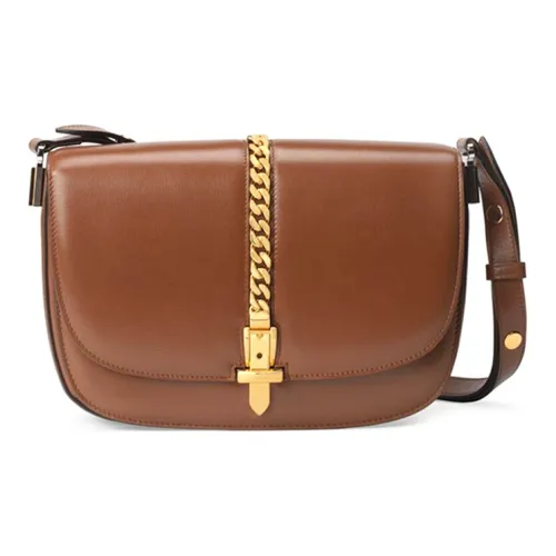 GUCCI Sylvie 1969 Кожаная сумка через плечо маленькая сумка на плечо женская коричневая