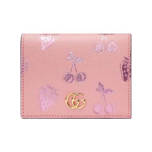 GUCCI Marmont Кожа Кошелек Держатель для карт Клатч Женский Розовый