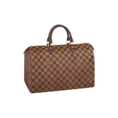 LOUIS VUITTON Speedy Кожа Подушка Сумка 35 Женская Коричневая