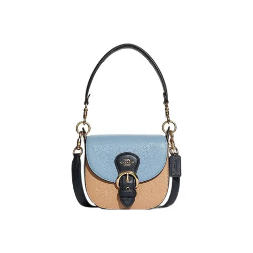 COACH Kleo Кожа Сумка через плечо Сумка на плечо Маленькая Женская Светло-синяя и Хаки
