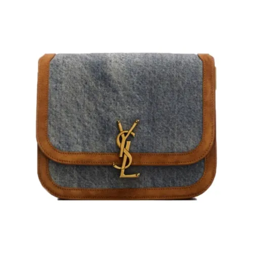 SAINT LAURENT Denim Patchwork Suede Tofu Bag Crossbody Bag Shoulder Bag Women's SAINT LAURENT Деним Пэчворк Замша Тофу Сумка Сумка через плечо Сумка на плечо Женская
