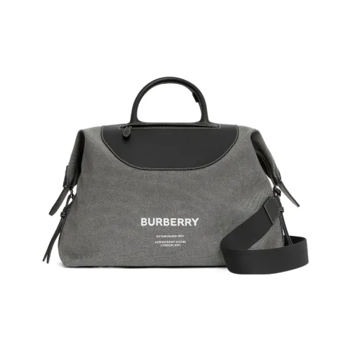 Burberry Horseferry Холст и Кожаная Сумка Мужская Черная Серая