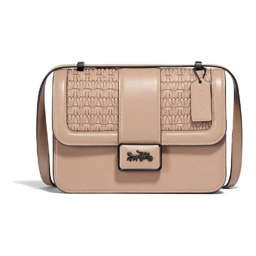 COACH Alie Корова Кожа Маленькая Квадратная Сумка Сумка через плечо Сумка на плечо Женская Тауповая