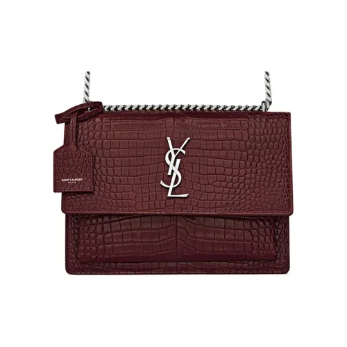SAINT LAURENT Кожа Sunset Сумка Сумка с цепочкой Сумка через плечо Сумка на плечо Женская Темно-красная