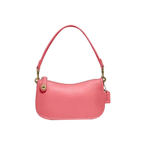 COACH Swinger Кожа Плечевая Сумка Маленькая Сумка Портативная Сумка через плечо Сумка через плечо Женская Розовая