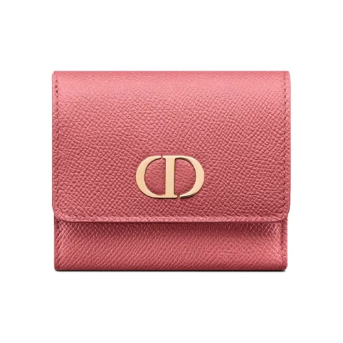 DIOR 30 Montaigne Телячья кожа с рельефом Кошелек Держатель для карт Женский Темно-розовый