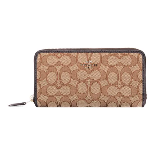 COACH Accordion Zip Холст с кожей Клатч Кошелек Женские Коричневый