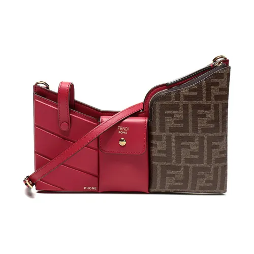 FENDI Сумка с тканью покрытой кожей и вставками сумка через плечо сумка на плечо женская красная и коричневая