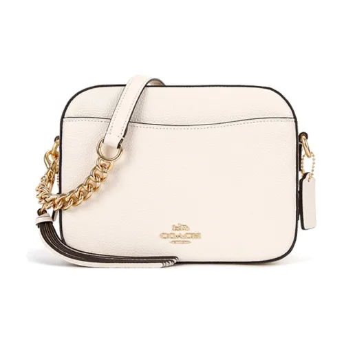 COACH Зернистая кожа личи кожа сумка Camera сумка через плечо маленькая женская белая
