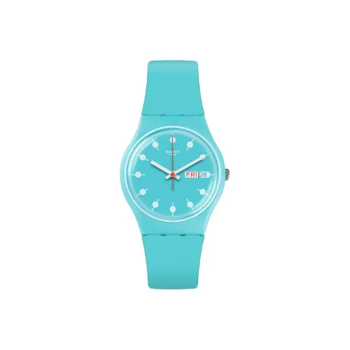 SWATCH ORIGINALS Collection Кварцевый механизм Женские часы 34 мм Синий циферблат Пластиковый корпус Часы Силиконовый ремешок