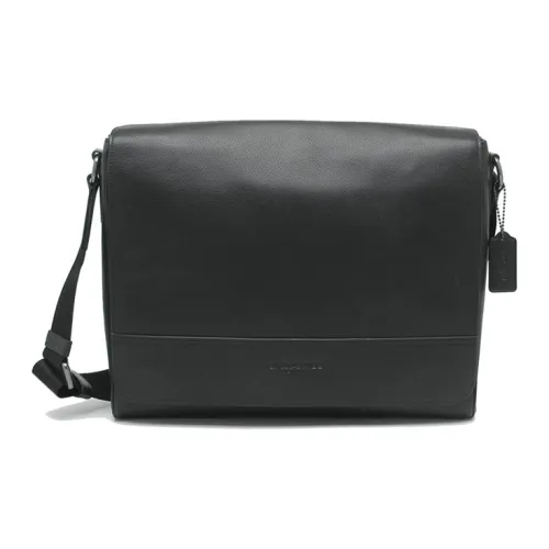 COACH Кожа Курьерская Сумка Сумка через плечо Большая Мужская Черная