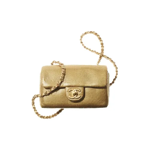 CHANEL 21K Winter Кожа Сумка Сумка через плечо Сумка через плечо Мини Женская Золотая