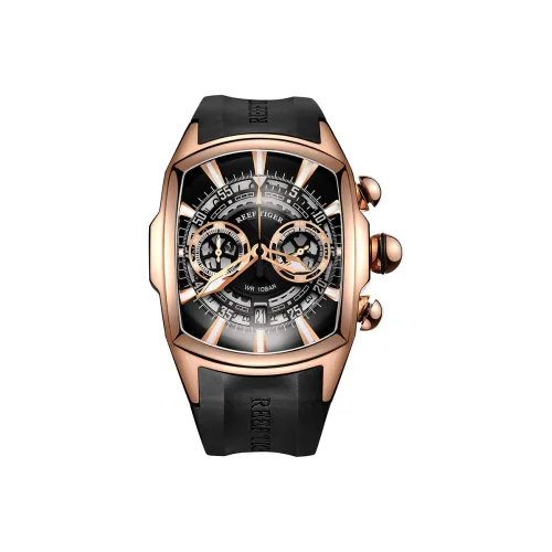 REEF TIGER Aurora Collection Tank VK Limited Edition Version Кварцевый механизм Часы Мужские Черный циферблат