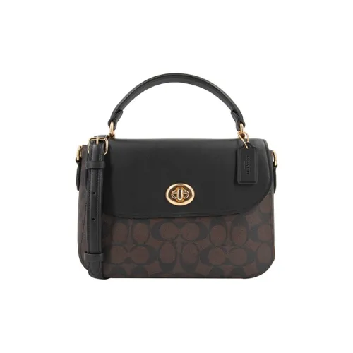 Coach Marlie Холст и Кожа Маленькая Квадратная Сумка Сумка-Почтовый Сумка Сумка через плечо Сумка через плечо Средняя