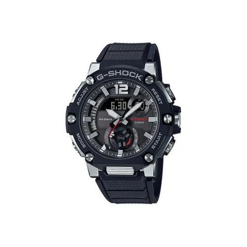 CASIO г Steel Collection Dual Display Disk Кварцевый механизм Смола Ремень Часы Мужские Черный циферблат