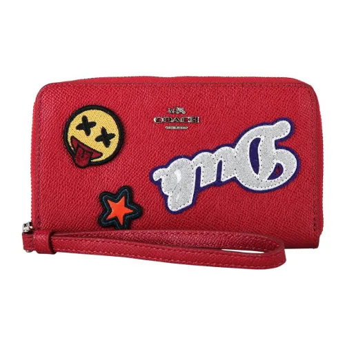 COACH Крестообразная текстура кожа браслет карман для монет чехол для телефона кошелек женский красный