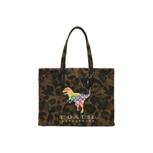 COACH Recycled Tote Экологичный материал Холст Тоут Сумка Сумка для покупок Сумка через плечо Мужской Коричневый Камуфляж
