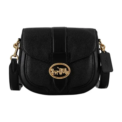 COACH Georgie Кожа GOD OF Вино Сумка Сумка на плечо Седло Сумка Сумка через плечо Маленькая Женская Черная