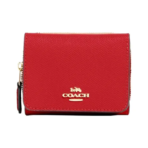 COACH Trifold Wallet Кожаный Клатч Кошелек Женский Красный