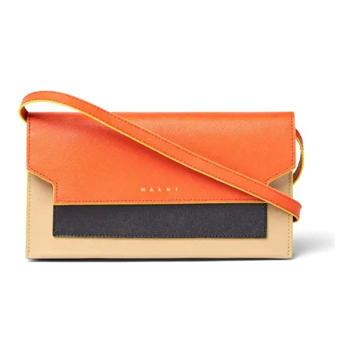 MARNI Кошелек из коровьей кожи сумка через плечо сумка на плечо женская оранжевый и черный и бежевый