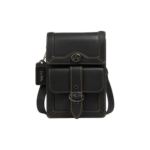 COACH Riley Кожа Сумка через плечо Маленькая Женская Черная