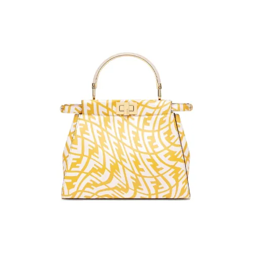 FENDI Peekaboo Телячья кожа Сумка Сумка через плечо Сумка через плечо Мини Женская Желтая