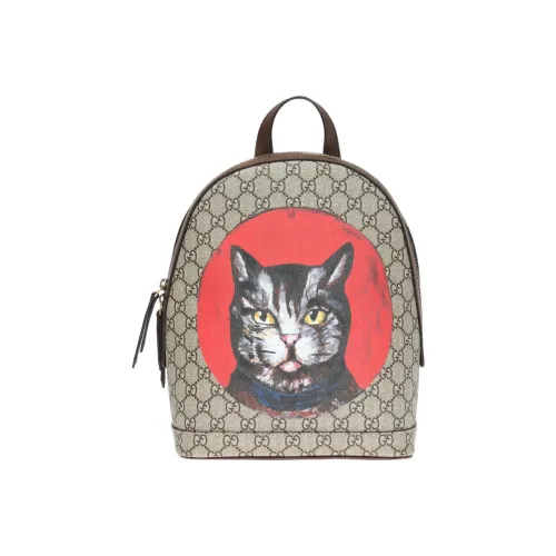 GUCCI GG Supreme Canvas Leather Backpack Women's Ebony Red GUCCI GG Supreme Холст Кожа Рюкзак Женский Эбеновый Красный