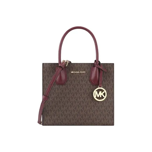 MICHAEL KORS Mercer Кожа Аккордеонная Сумка Сумка через плечо Сумка среднего размера Женская Темно-коричневая и Бургунди