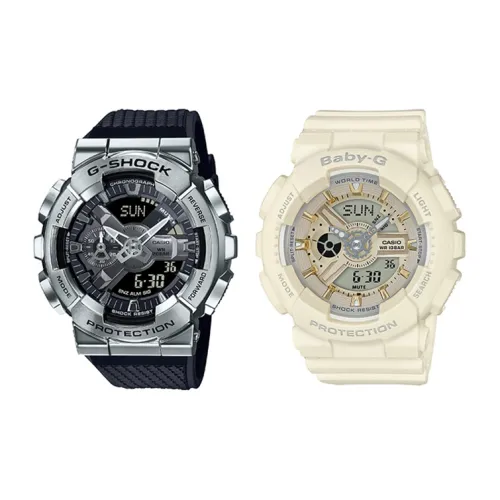 CASIO Парные часы Коллекция GM BA Коллекция Кварцевый механизм Часы Унисекс Черный циферблат GM 110 1A+BA 110GA 7A2ER