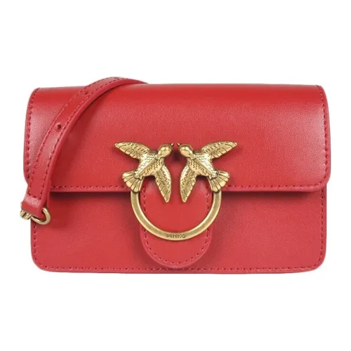 PINKO SIMPLY Коровья кожа Swallow Сумка Бананка Сумка через плечо Сумка на плечо Женская Красная