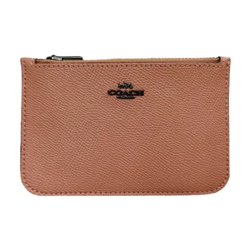 COACH Карточный чехол Крестовая текстура Кожа Кошелек Мелочь Кошелек Держатель для карт Маленький Женский Светло-розовый